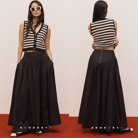 Anthropologie Maeve Drop Waist A line Maxi skirt